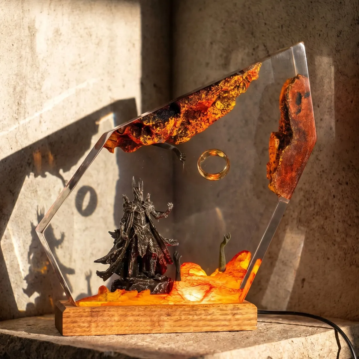 Sauron and the One Ring Resin Lamp — Lord of the Rings Ring of Fire Night Light