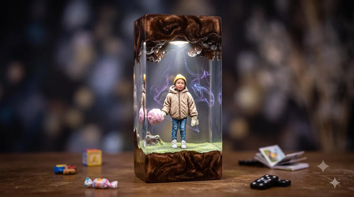 Custom Theme Resin Diorama Lamp — Personalized Handmade Night Light