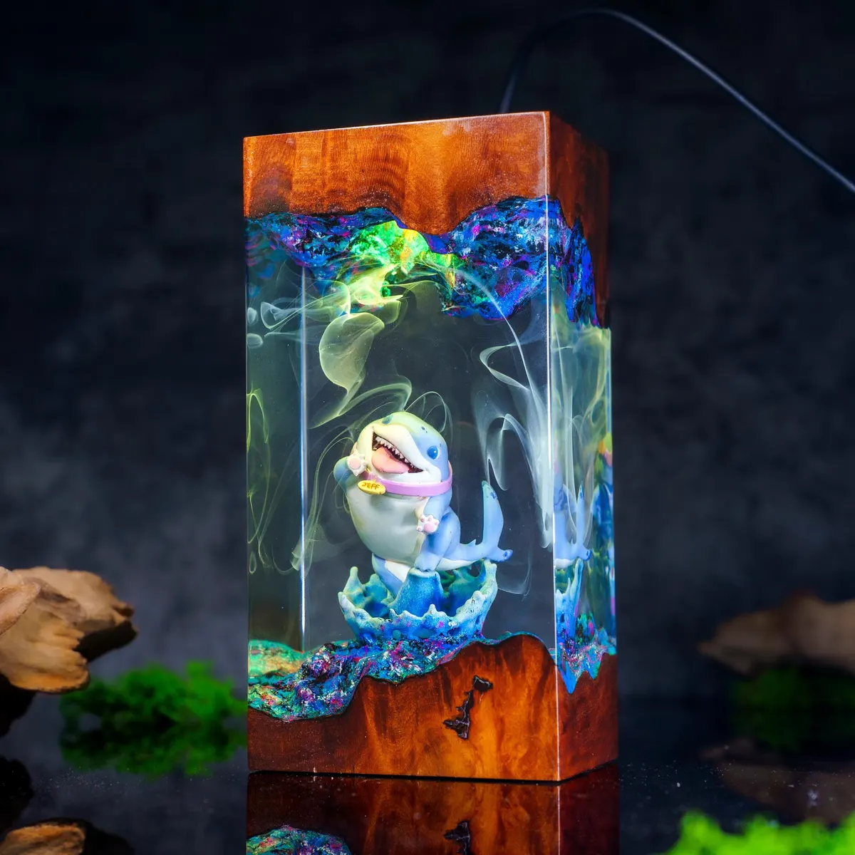 Batman and Jeff the Shark Resin Lamp — Superhero and Kawaii Night Light