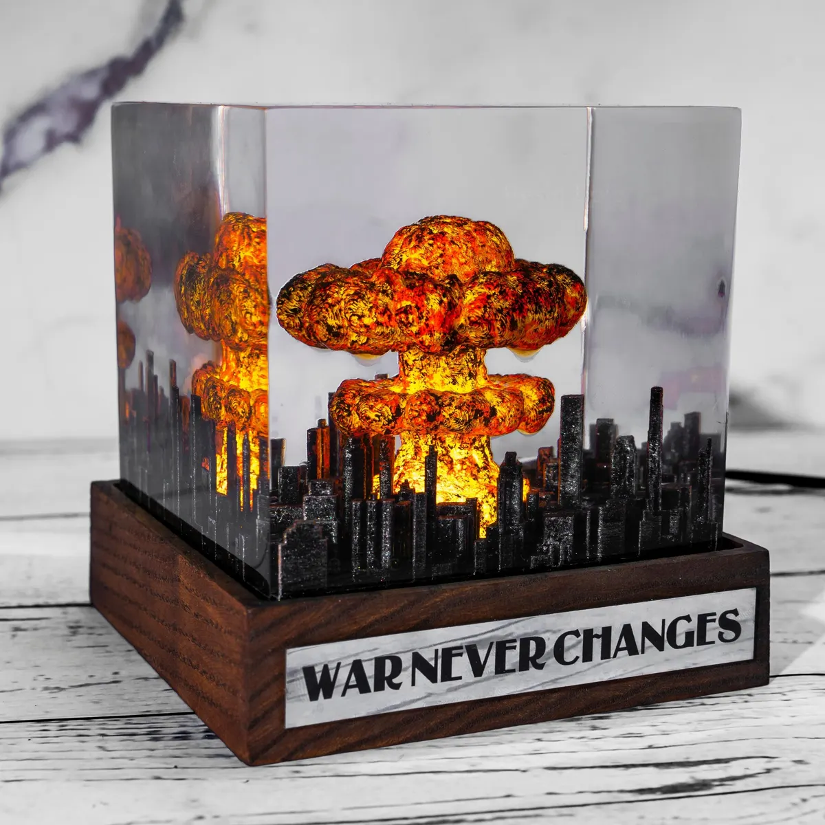 Fallout Inspired Resin Lamp — War Never Changes Nuclear Explosion Night Light