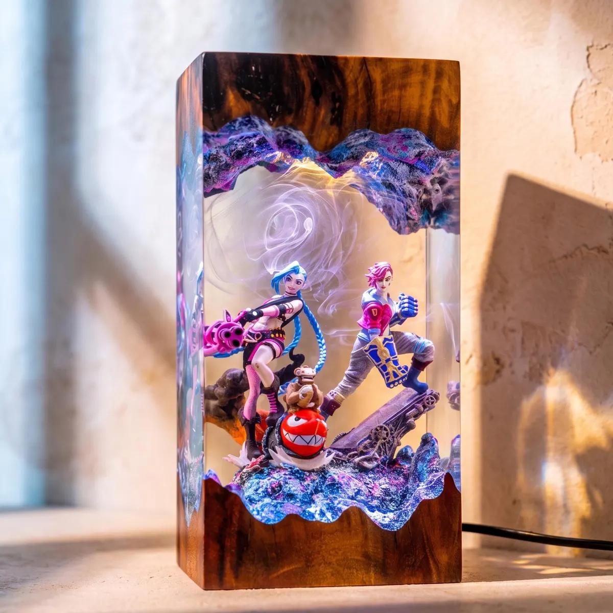 Vi and Jinx Resin Lamp — Arcane League of Legends Sisters Night Light