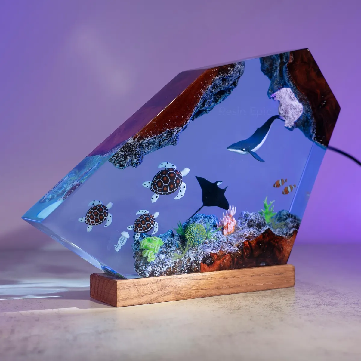 Humpback & Turtle Coastal Lamp