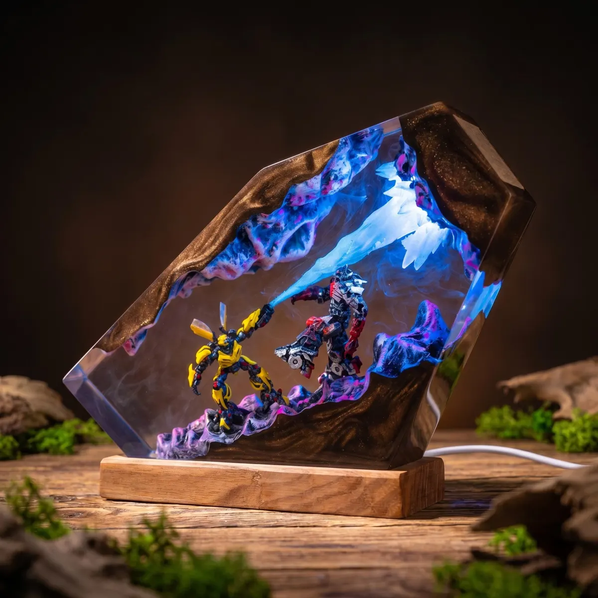 Bumblebee vs Megatron Resin Lamp — Transformers Battle Night Light