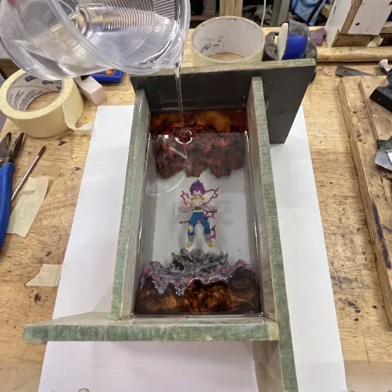 Resin pour in the mold